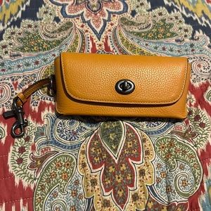 Coach Sunflower Yellow leather eyeglass case